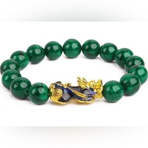 Lucky dragon green bead bracelet new